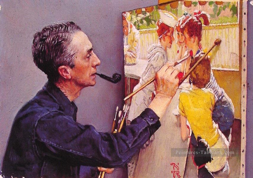 portrait de norman rockwell peinture le soda jerk 1953 Norman Rockwell Peintures à l'huile